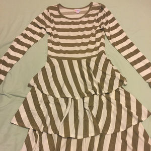 LuLaRoe Small Georgia Ruffle Dress Stripe